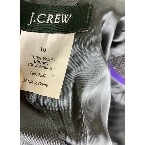 J Crew Sz 10 100% Wool Cropped Blazer Gray Clasp Front Business Casual - Picture 6 of 6